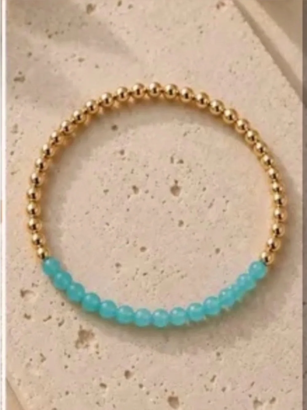 Gold Bead Bracelet with Turquoise Accent NWOT